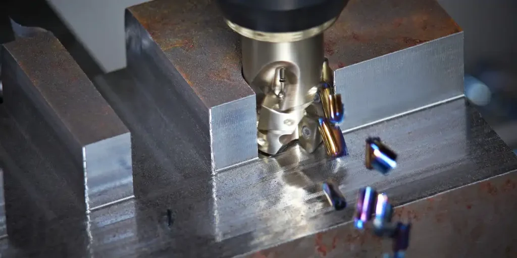 Milling insert grades used in stable milling operation on a CNC machine