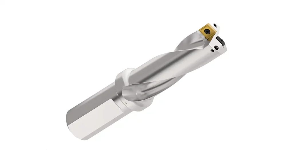 Indexable drill with replaceable carbide inserts for CNC machining