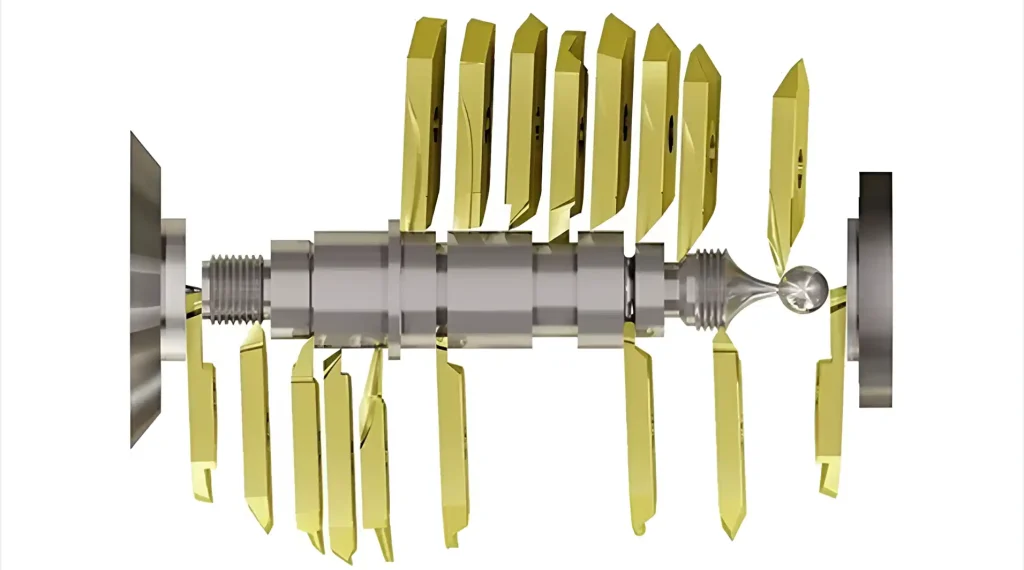 Multiple inserts performing parting and grooving operations on a single workpiece